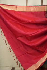 Red -Teal Green Soft Silk Saree - SRRTGSSS487