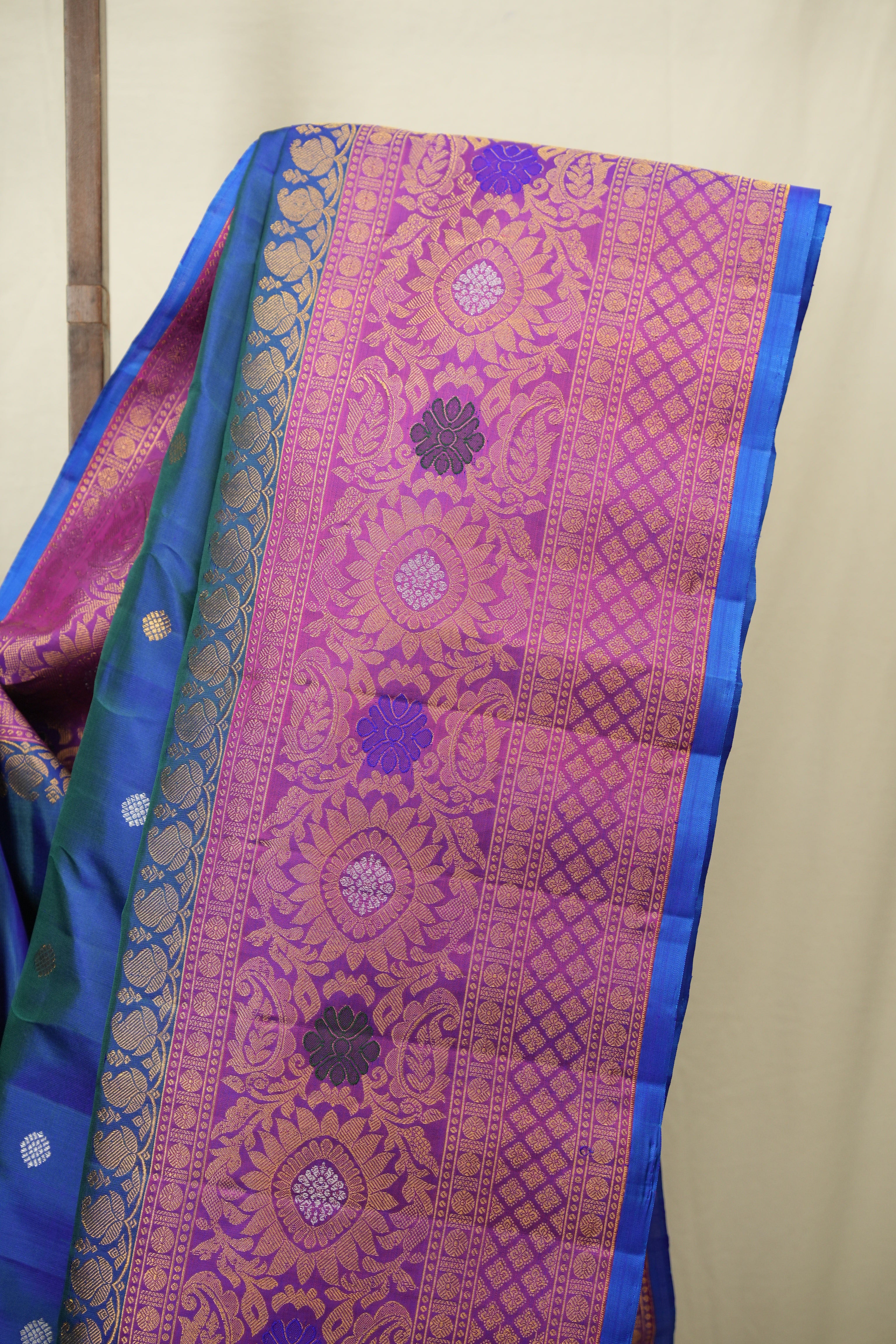 Peacock Blue Gadwal Silk Saree - SRPBGSS663