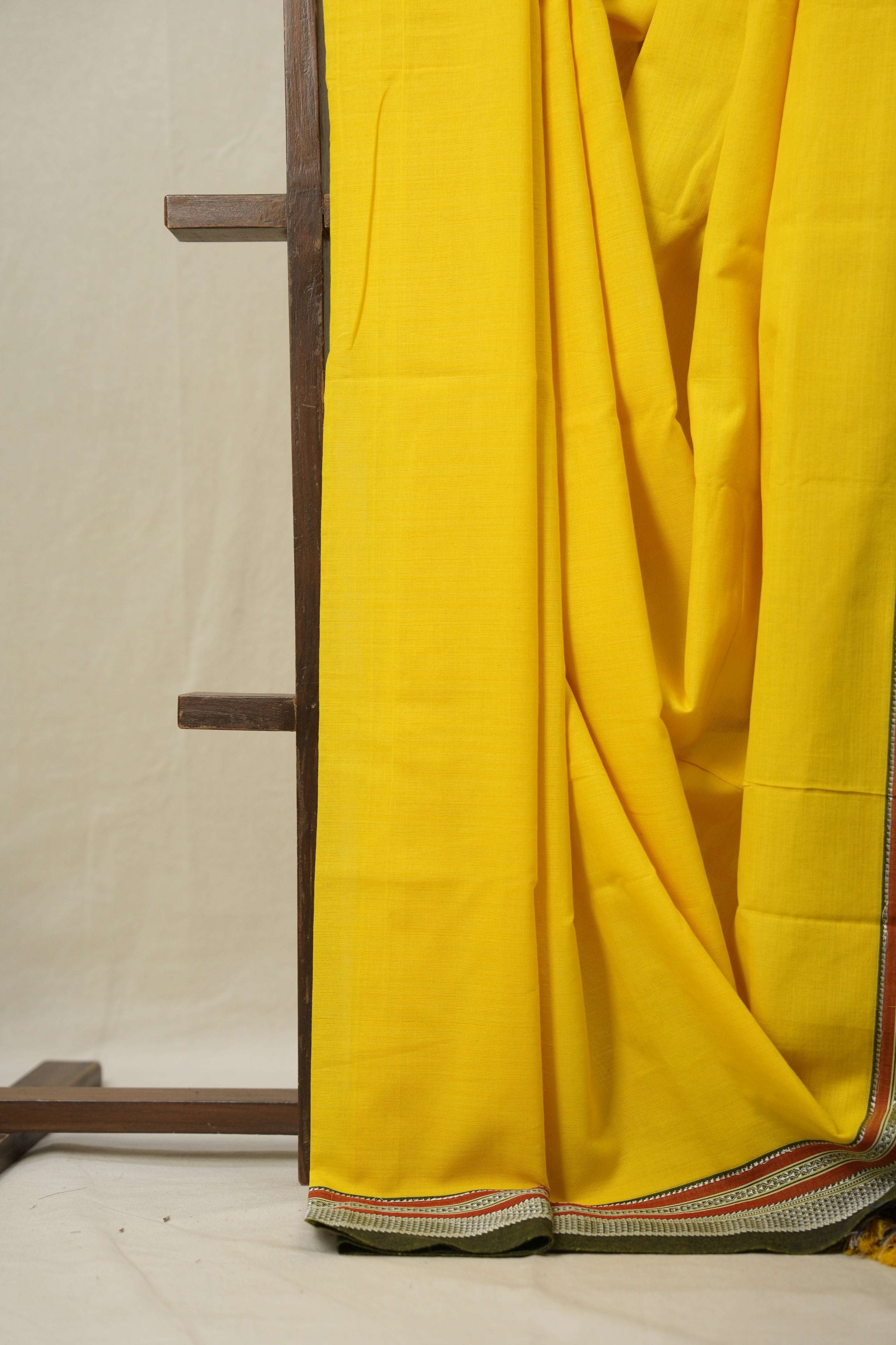 Yellow Plain Cotton Ilkal Saree (DEFECT)  - SRYCIS85-PI