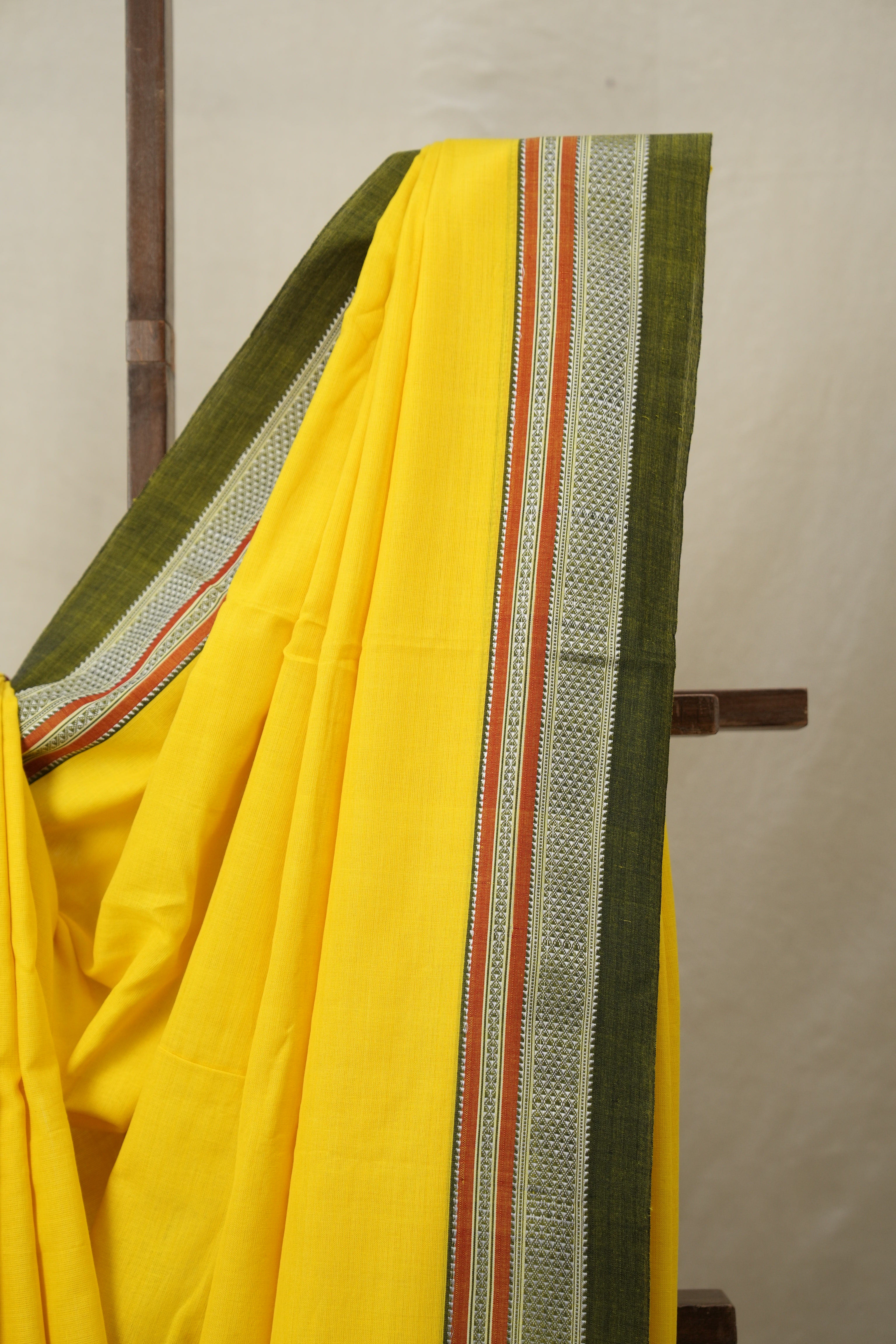 Yellow Plain Cotton Ilkal Saree (DEFECT)  - SRYCIS85-PI