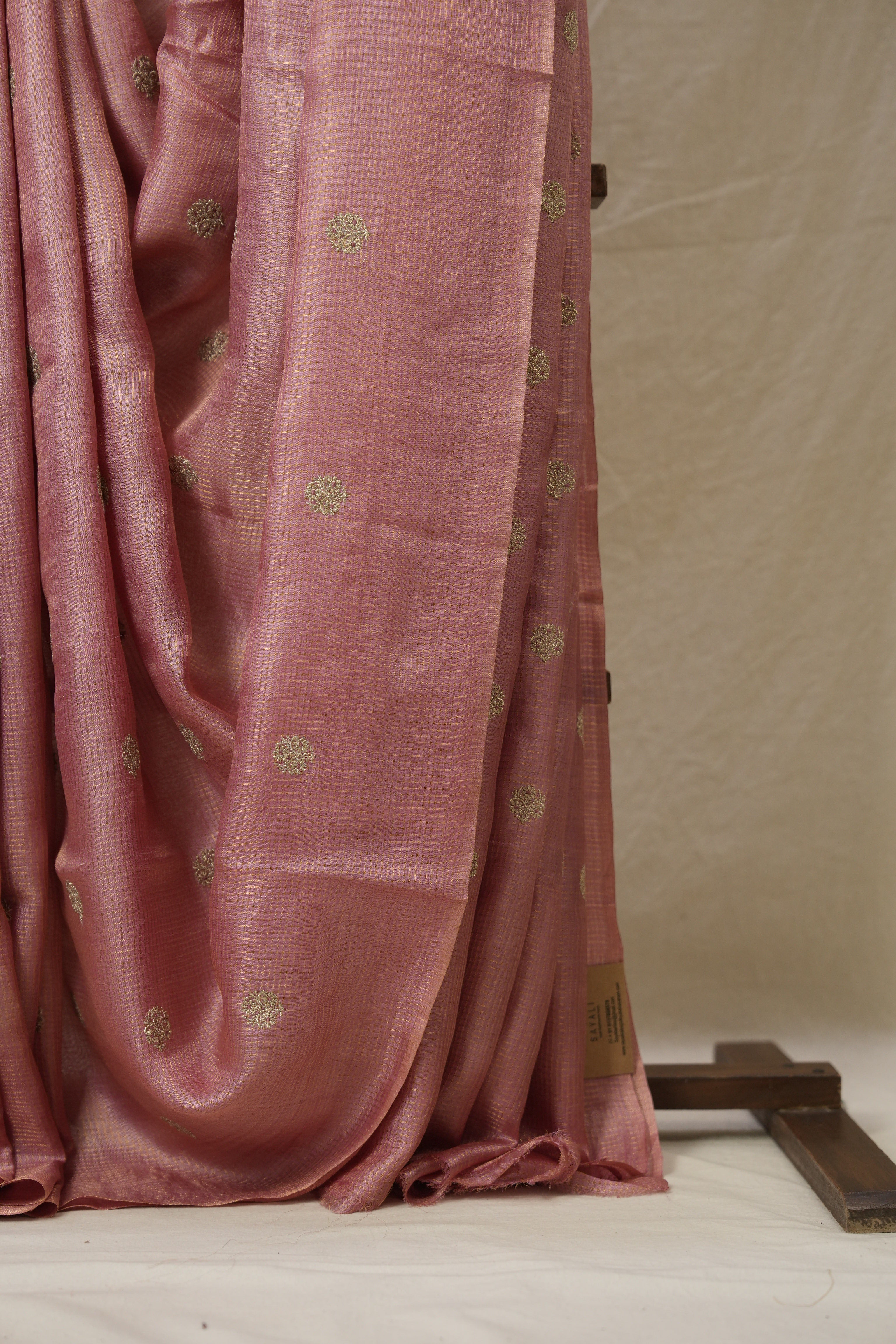 Peach Machine Embroidered Tussar Silk Saree - SRPMETSS1532