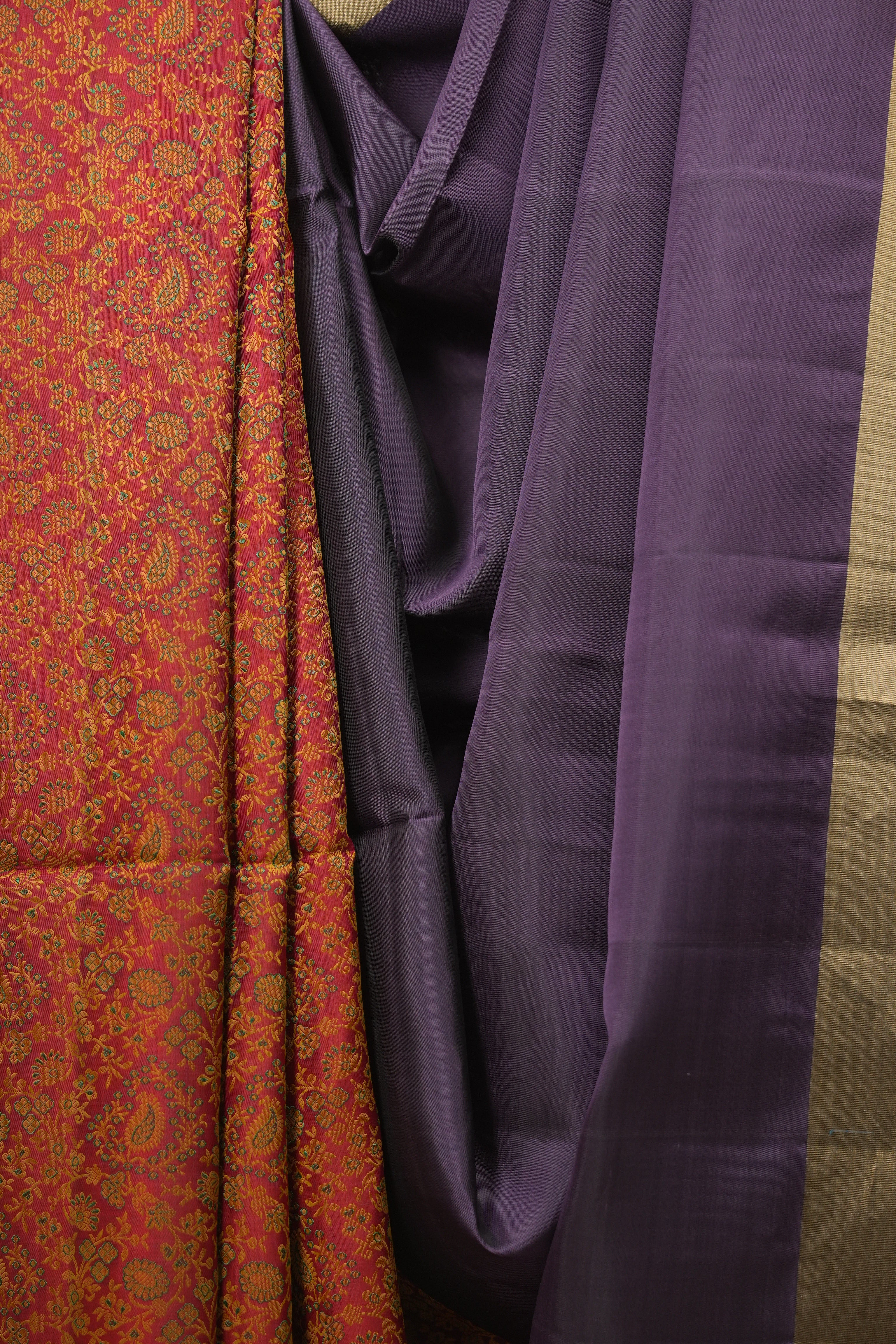 Purple- Red Soft Silk Saree - SRPSSS485