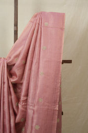 Peach Machine Embroidered Tussar Silk Saree - SRPMETSS1532