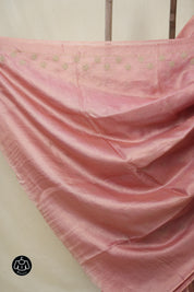 Peach Machine Embroidered Tussar Silk Saree - SRPMETSS1532