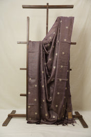 Deep Violet Machine Embroidered Tussar Silk Saree - SRDVMETSS1531