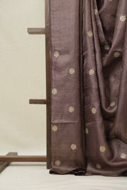 Deep Violet Machine Embroidered Tussar Silk Saree - SRDVMETSS1531