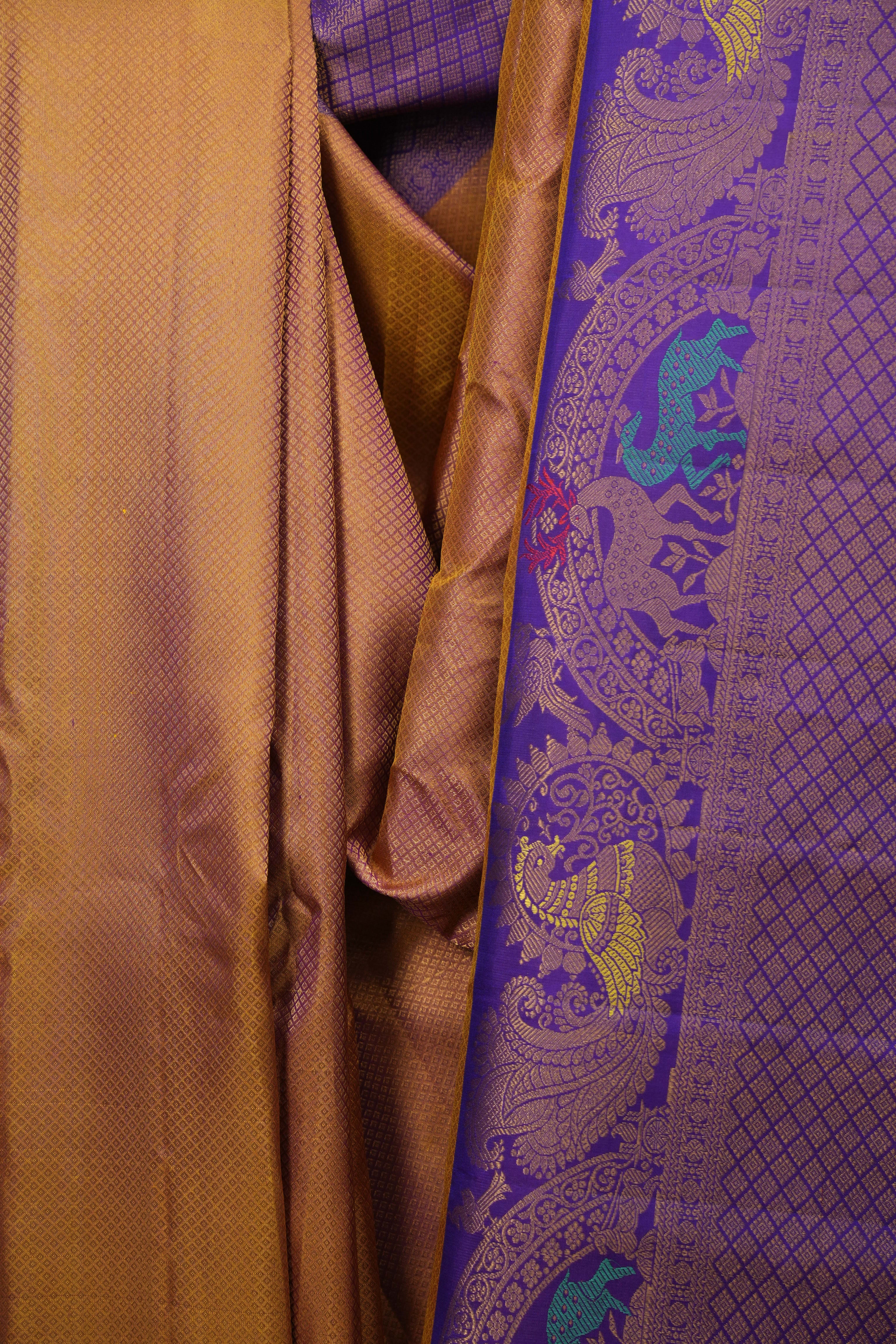 Two Tone Purple Gadwal Silk Saree - SRTTPGSS664