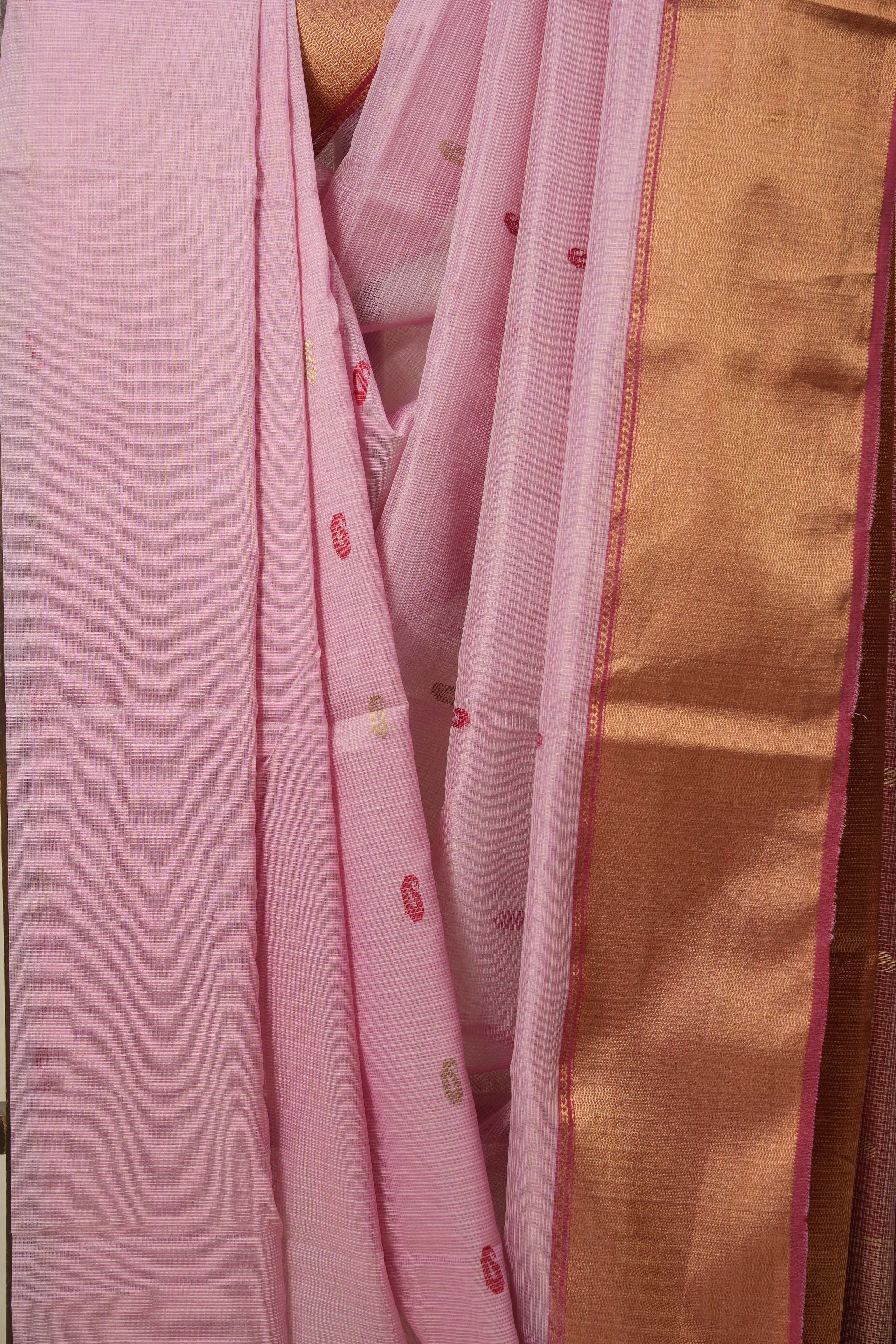 Baby Pink Maheshwari Organza Silk Saree - SRBPMOSS16