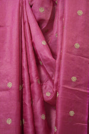 Rani Pink Machine Embroidered Tussar Silk Saree - SRRPMETSS1530