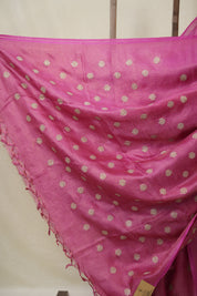 Rani Pink Machine Embroidered Tussar Silk Saree - SRRPMETSS1530