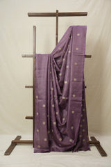 Orchid Purple Machine Embroidered Tussar Silk Saree - SROPMETSS1529