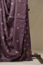 Orchid Purple Machine Embroidered Tussar Silk Saree - SROPMETSS1529