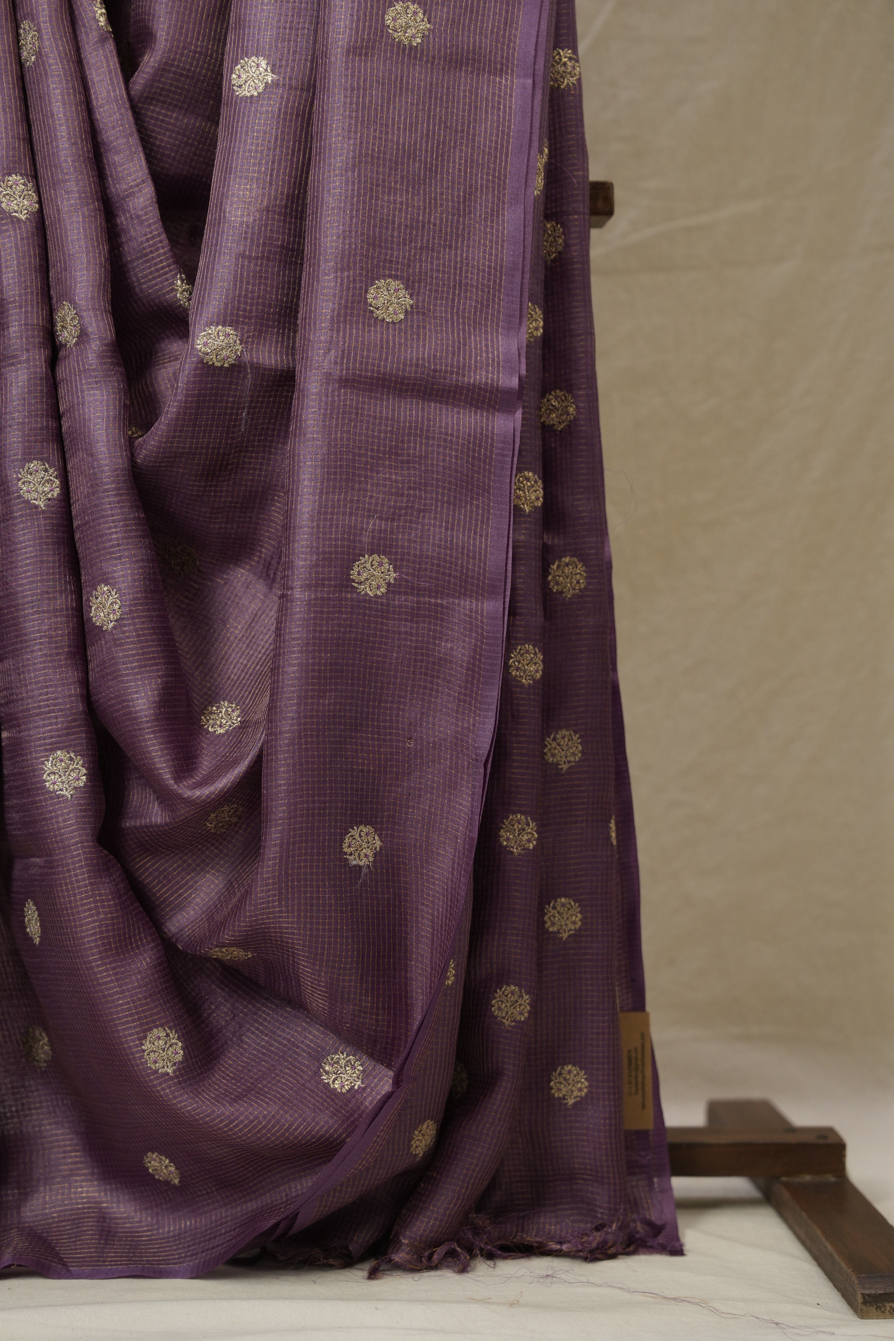 Orchid Purple Machine Embroidered Tussar Silk Saree - SROPMETSS1529