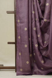 Orchid Purple Machine Embroidered Tussar Silk Saree - SROPMETSS1529