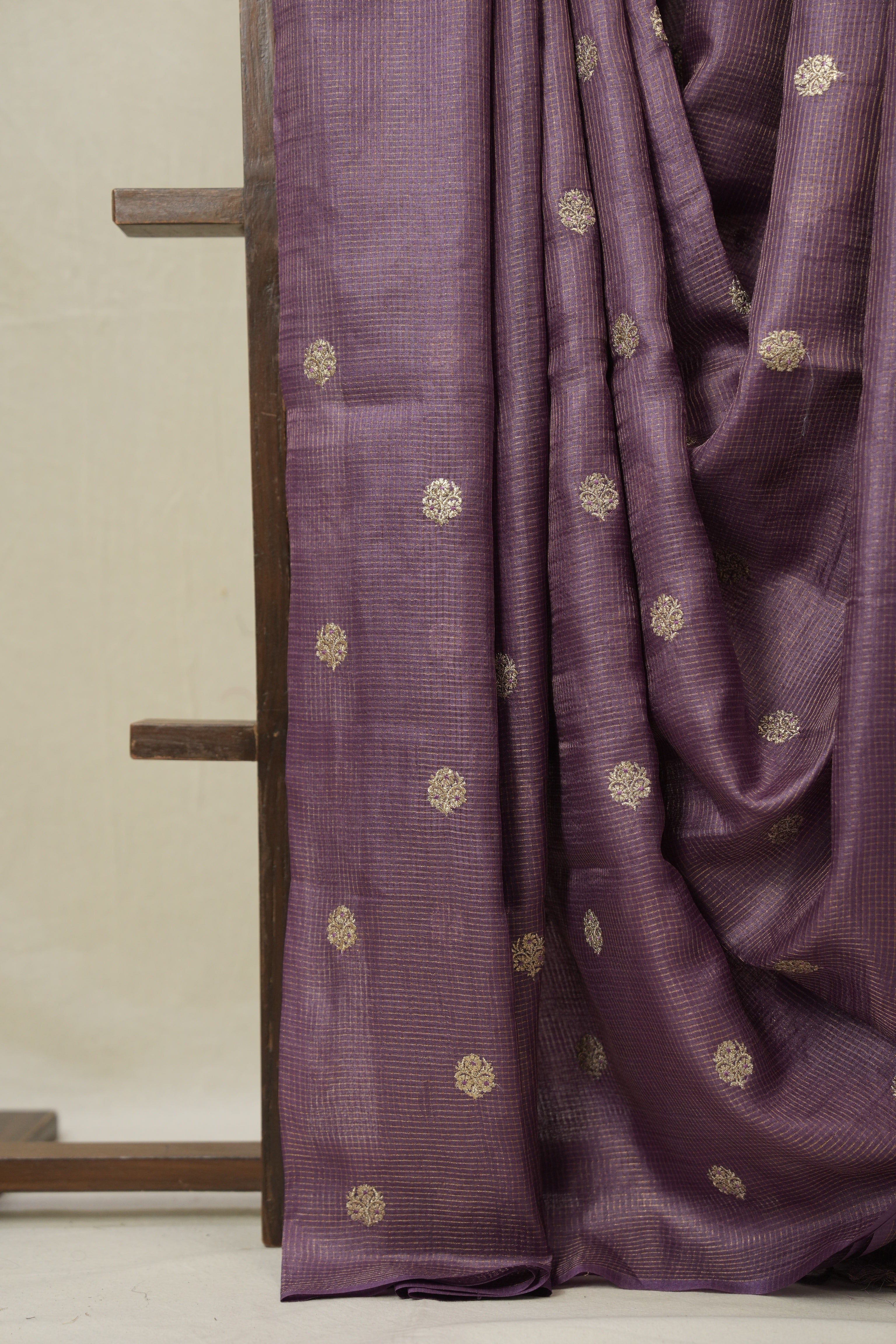 Orchid Purple Machine Embroidered Tussar Silk Saree - SROPMETSS1529