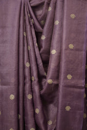 Orchid Purple Machine Embroidered Tussar Silk Saree - SROPMETSS1529
