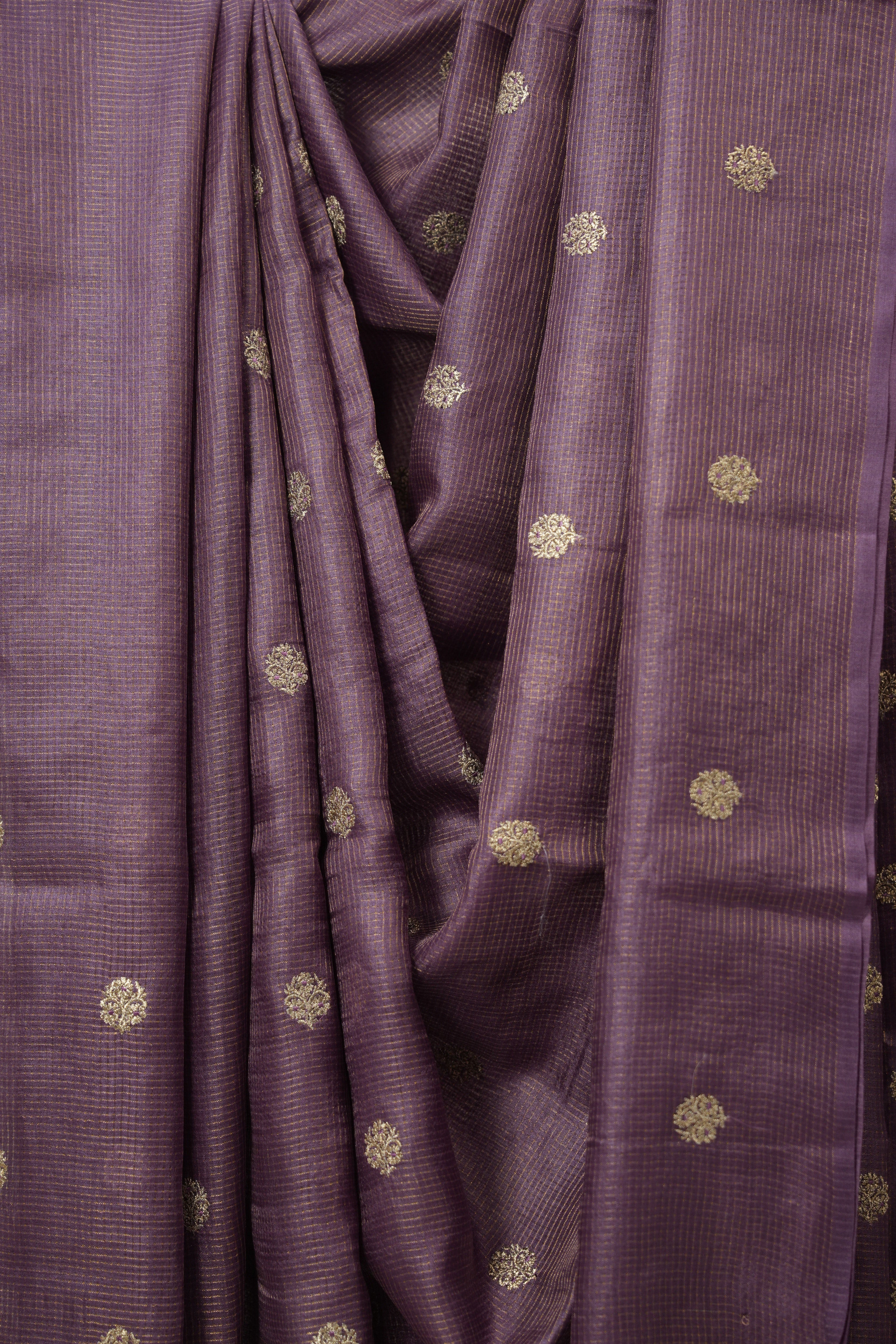 Orchid Purple Machine Embroidered Tussar Silk Saree - SROPMETSS1529
