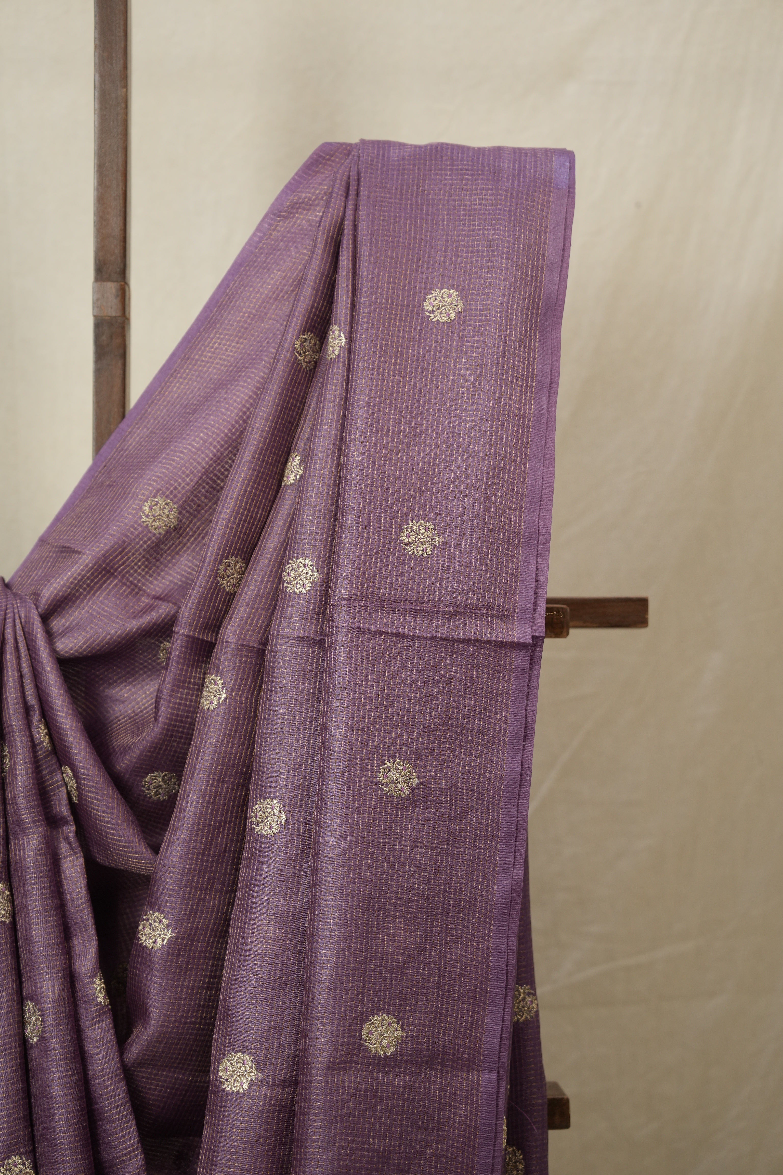 Orchid Purple Machine Embroidered Tussar Silk Saree - SROPMETSS1529