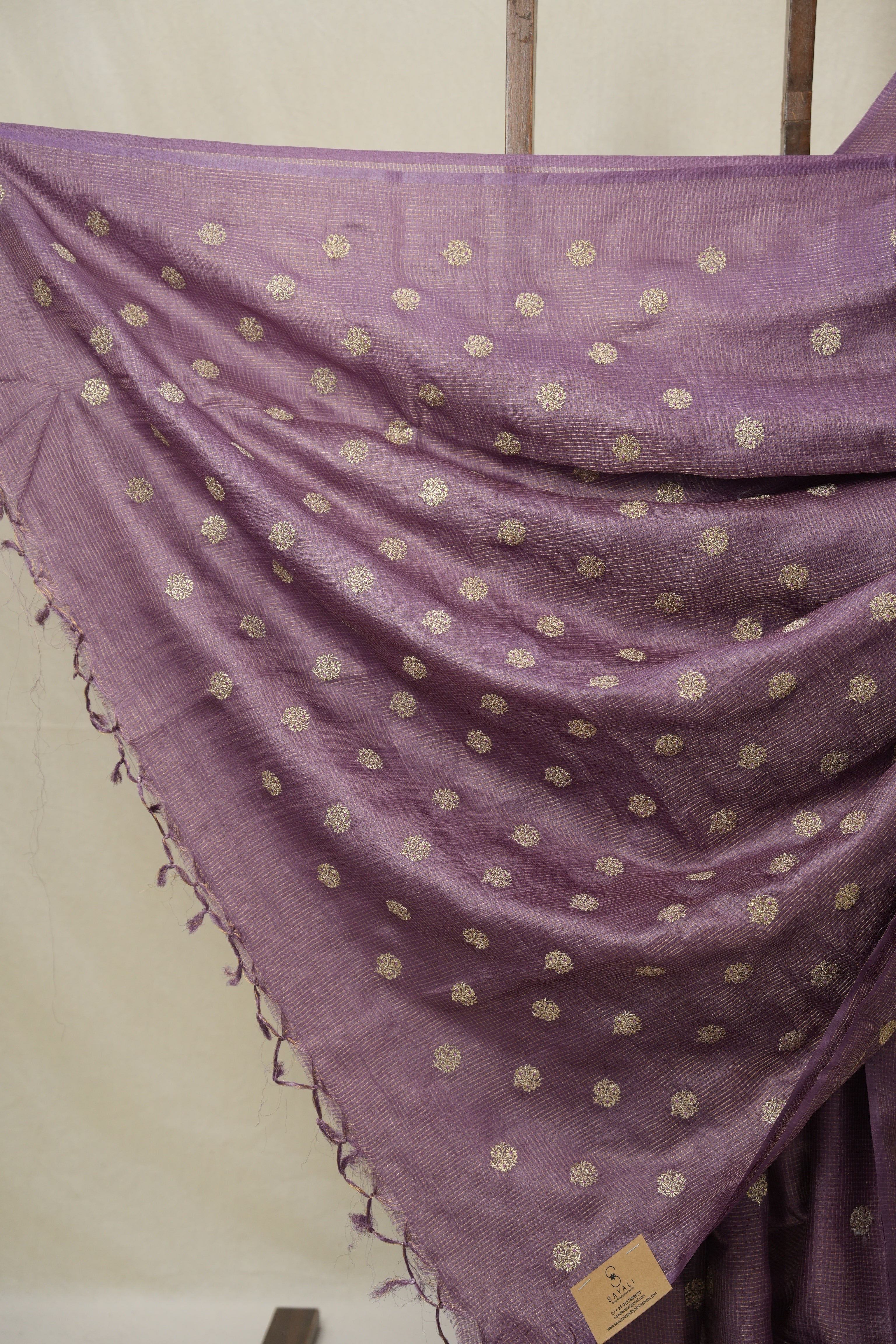 Orchid Purple Machine Embroidered Tussar Silk Saree - SROPMETSS1529