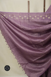 Orchid Purple Machine Embroidered Tussar Silk Saree - SROPMETSS1529