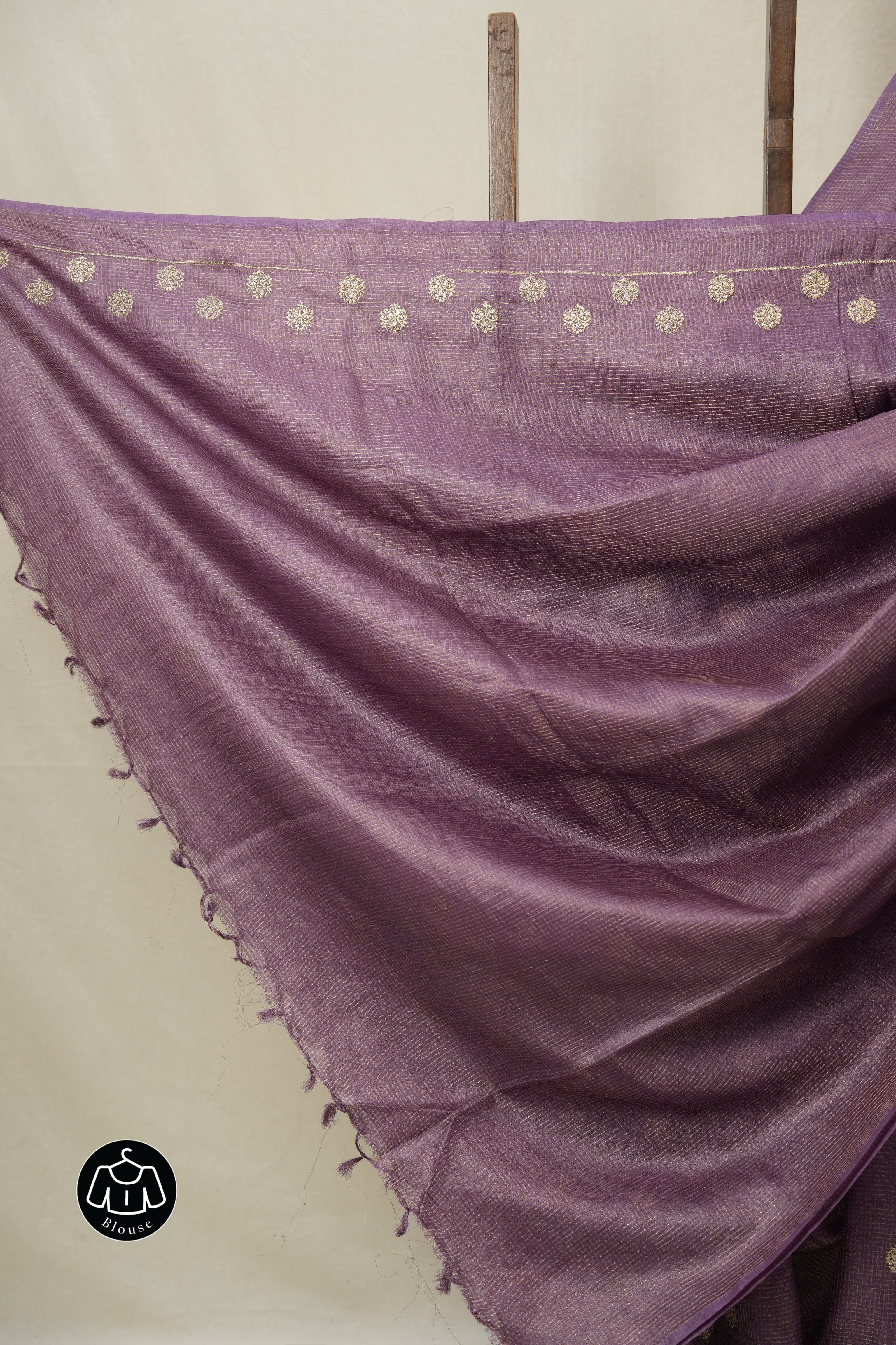 Orchid Purple Machine Embroidered Tussar Silk Saree - SROPMETSS1529