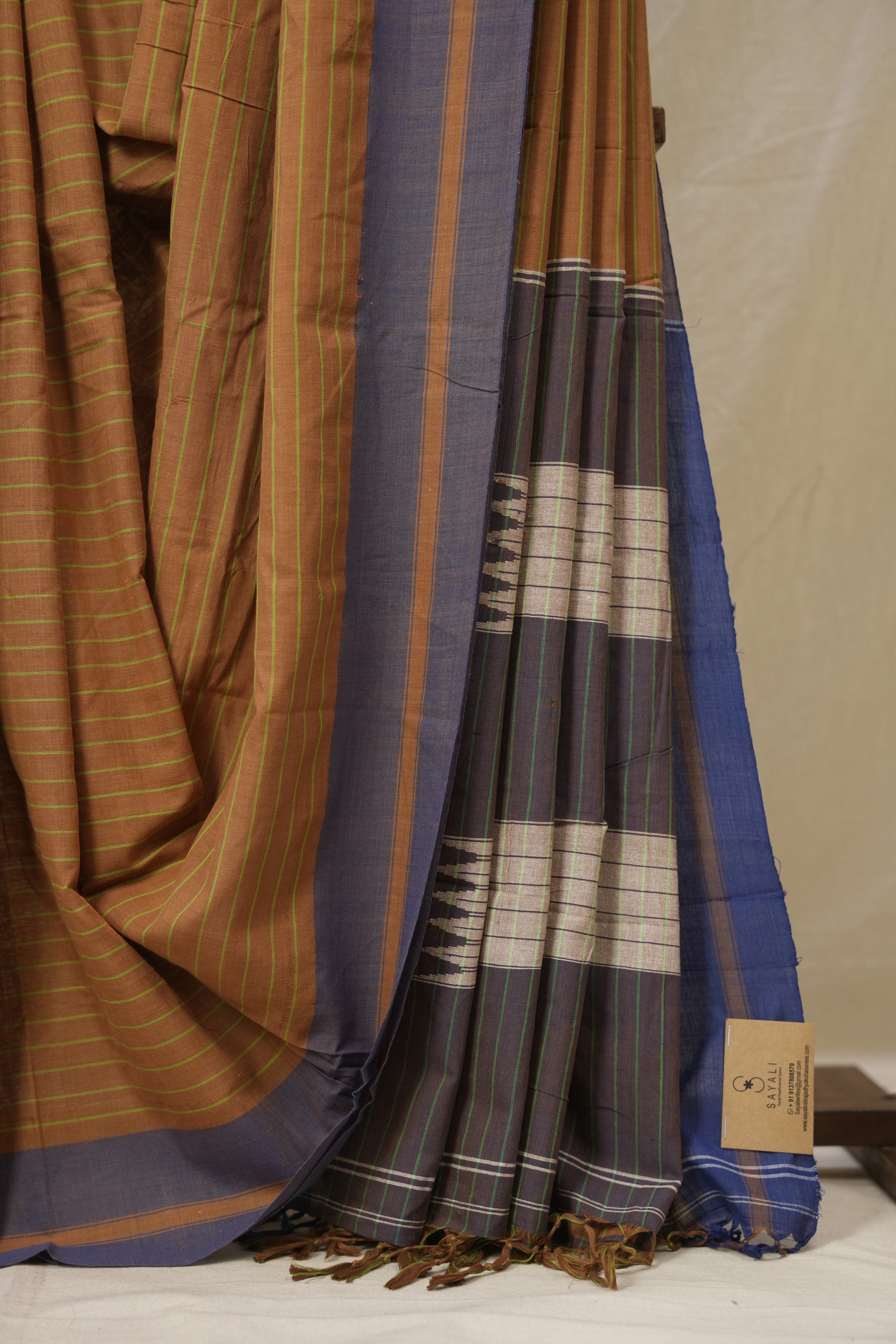 Brown Cotton Ilkal Saree - SRBCIS990