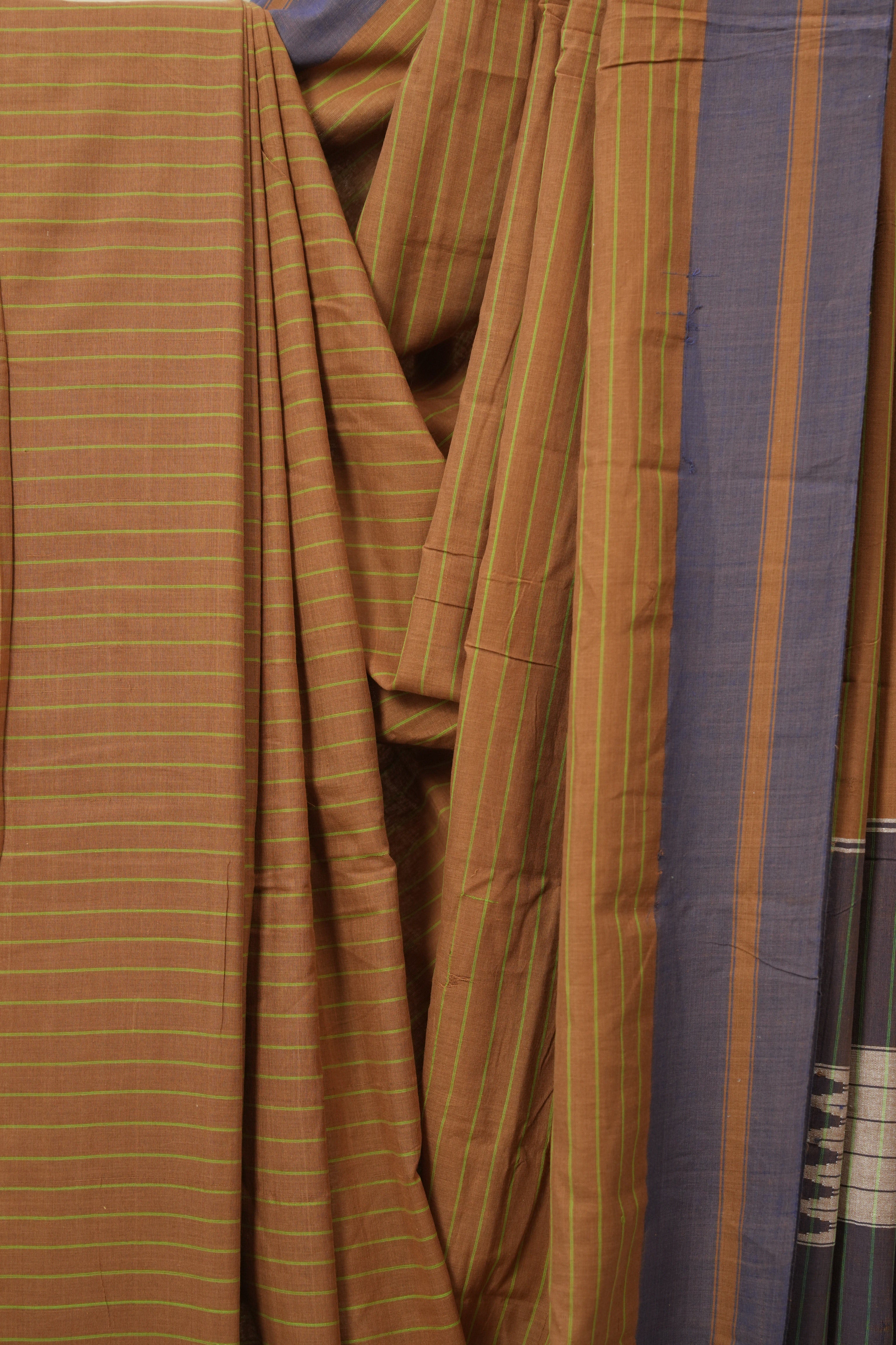 Brown Cotton Ilkal Saree - SRBCIS990