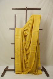 Yellow Machine Embroidered Tussar Silk Saree - SRYMETSS1527