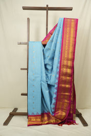Sky Blue Gadwal Silk Saree - SRSBGSS661