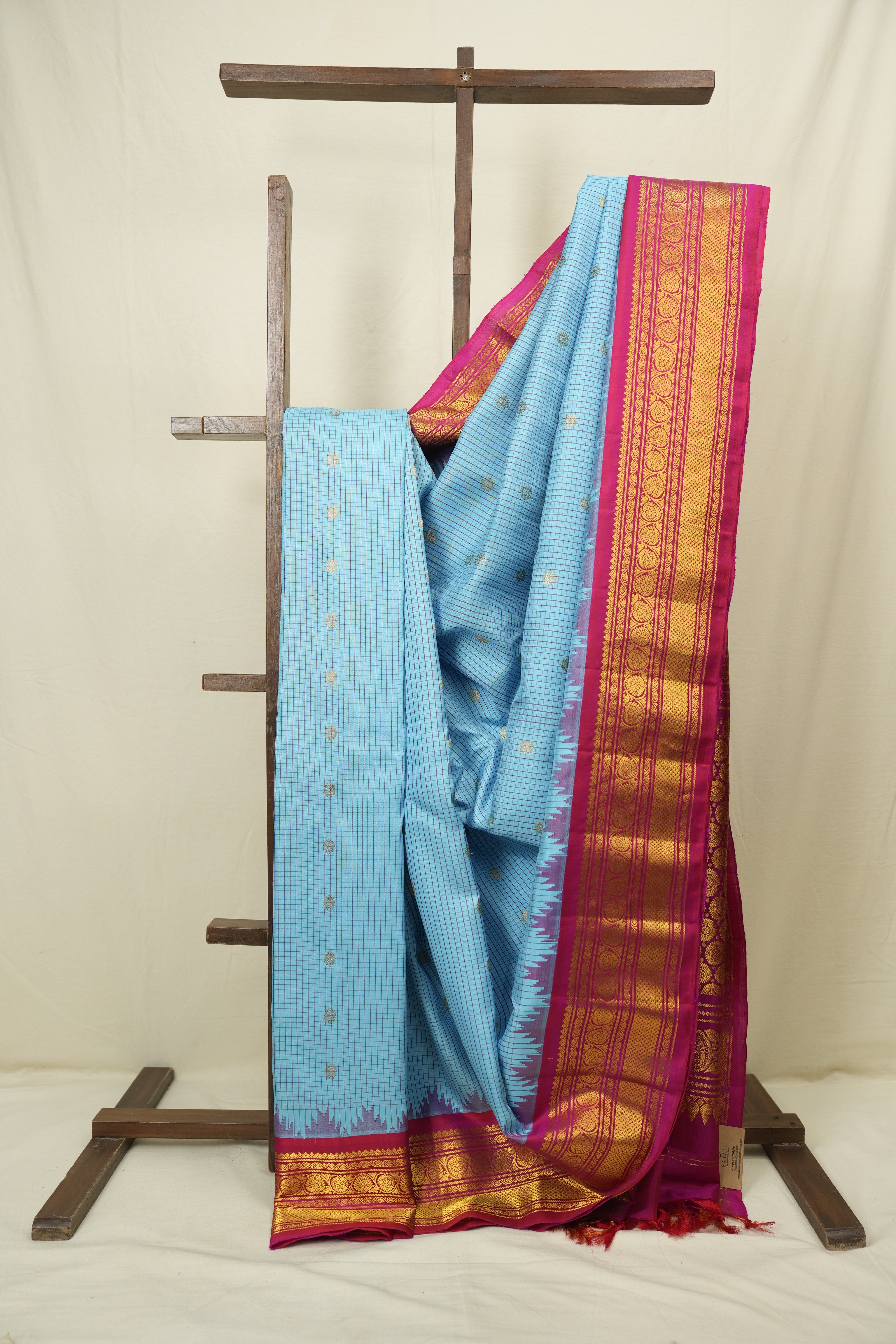 Sky Blue Gadwal Silk Saree - SRSBGSS661