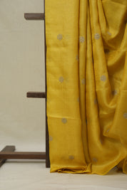 Yellow Machine Embroidered Tussar Silk Saree - SRYMETSS1527