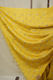 Yellow Machine Embroidered Tussar Silk Saree - SRYMETSS1527