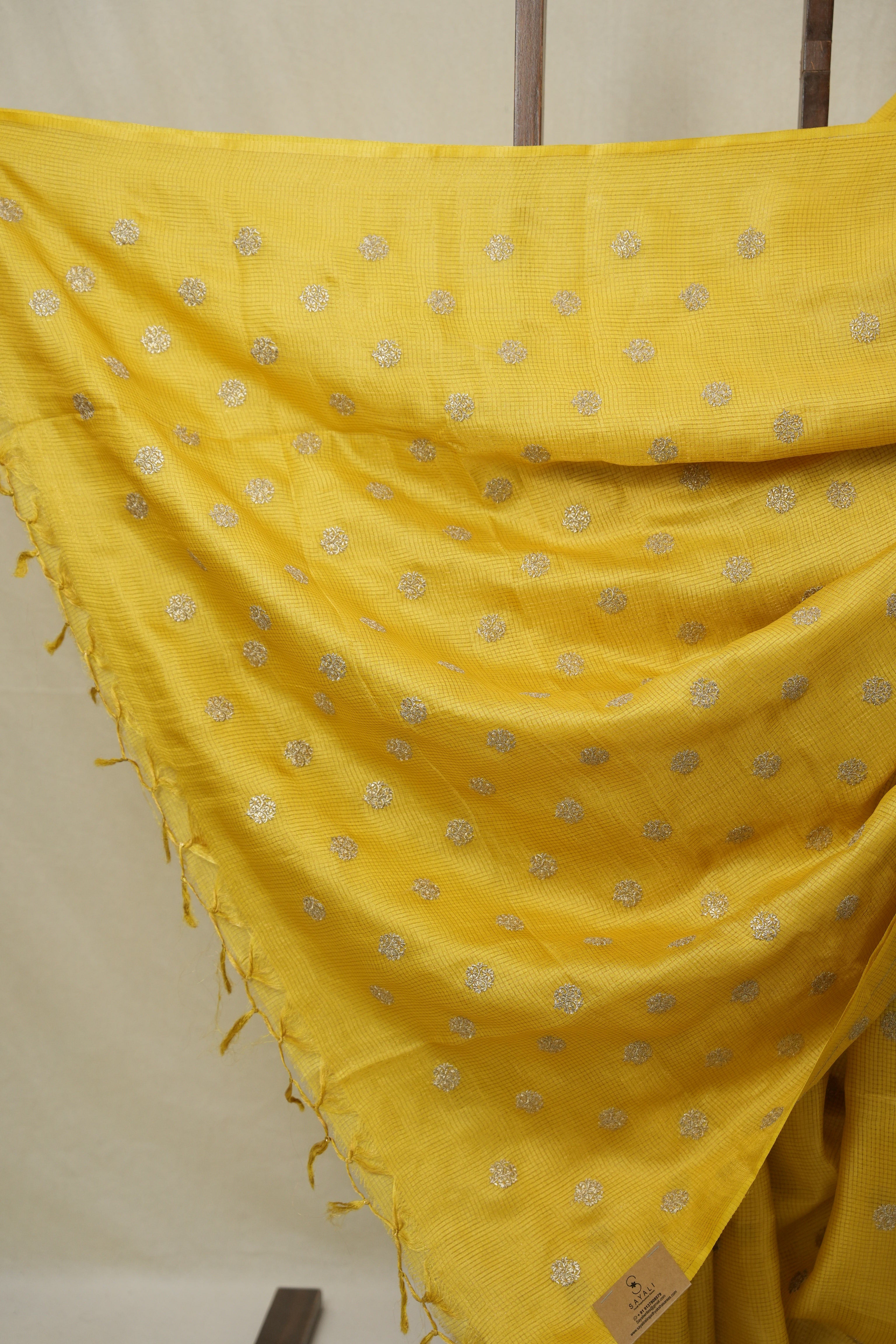 Yellow Machine Embroidered Tussar Silk Saree - SRYMETSS1527