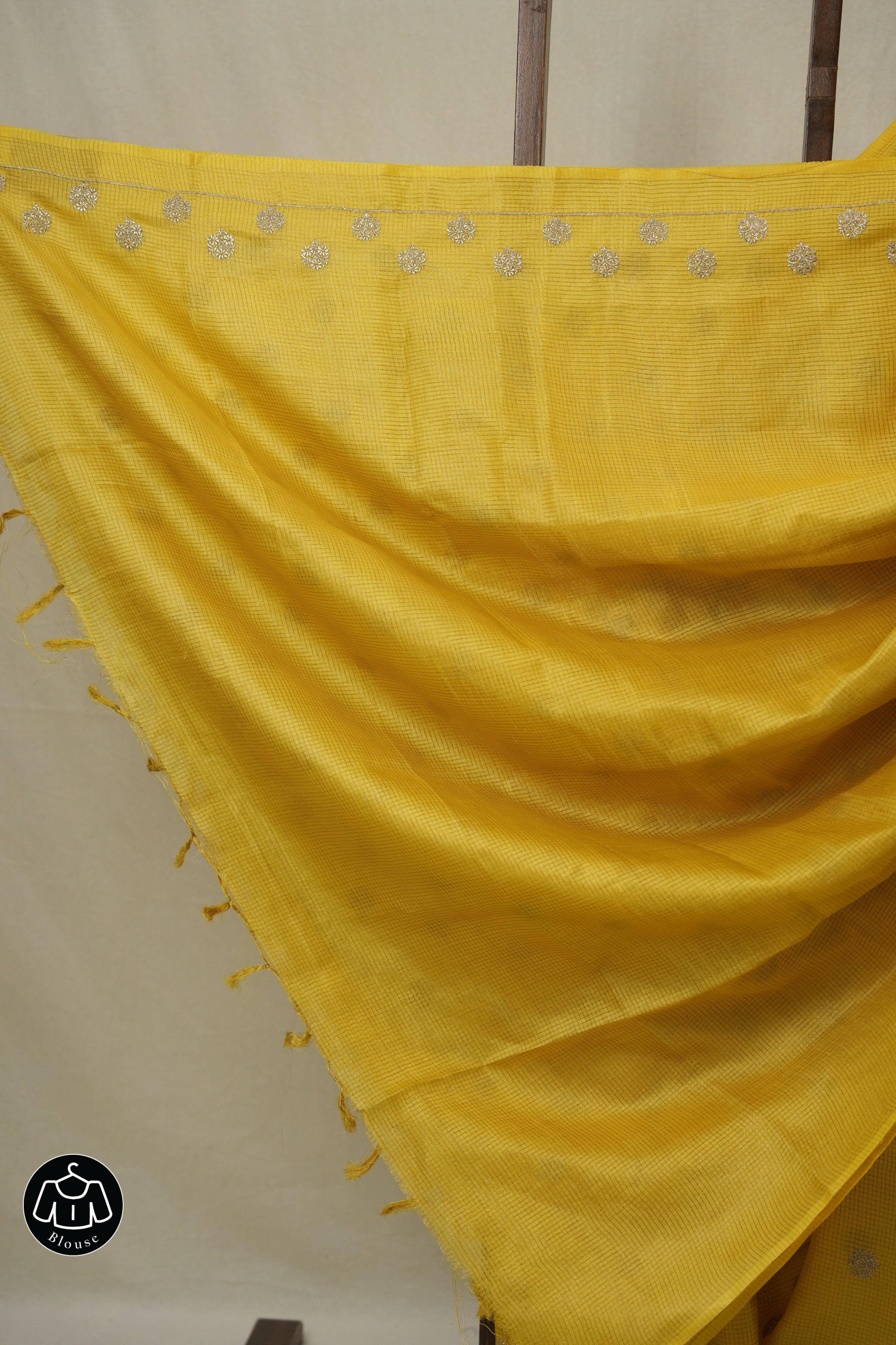 Yellow Machine Embroidered Tussar Silk Saree - SRYMETSS1527