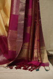 Cream Soft Silk Saree - SRCSSS501