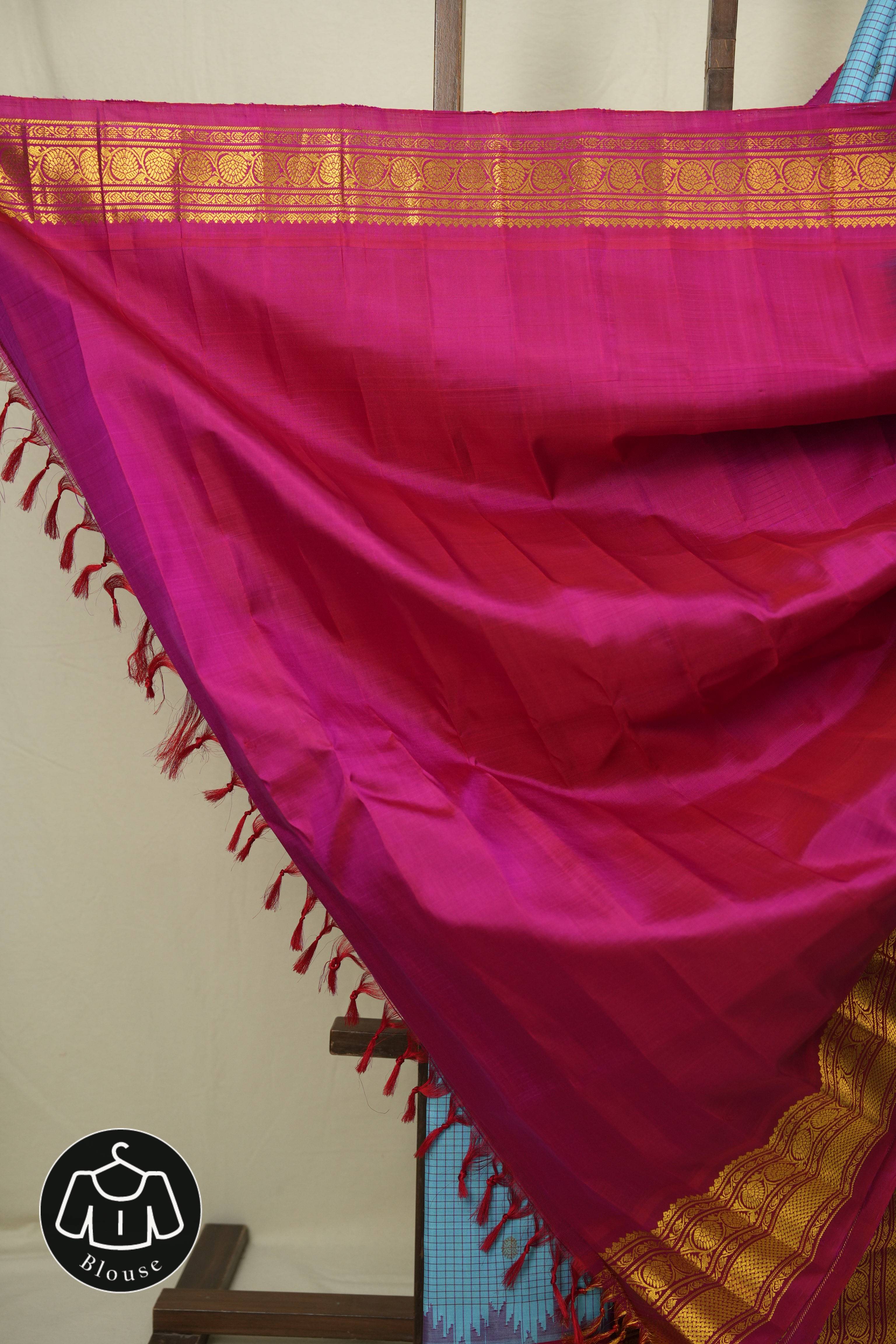 Sky Blue Gadwal Silk Saree - SRSBGSS661