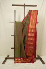 Two Tone Green Gadwal Cotton Silk Saree - SRTTGGCSS198