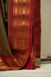 Two Tone Green Gadwal Cotton Silk Saree - SRTTGGCSS198