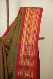 Two Tone Green Gadwal Cotton Silk Saree - SRTTGGCSS198