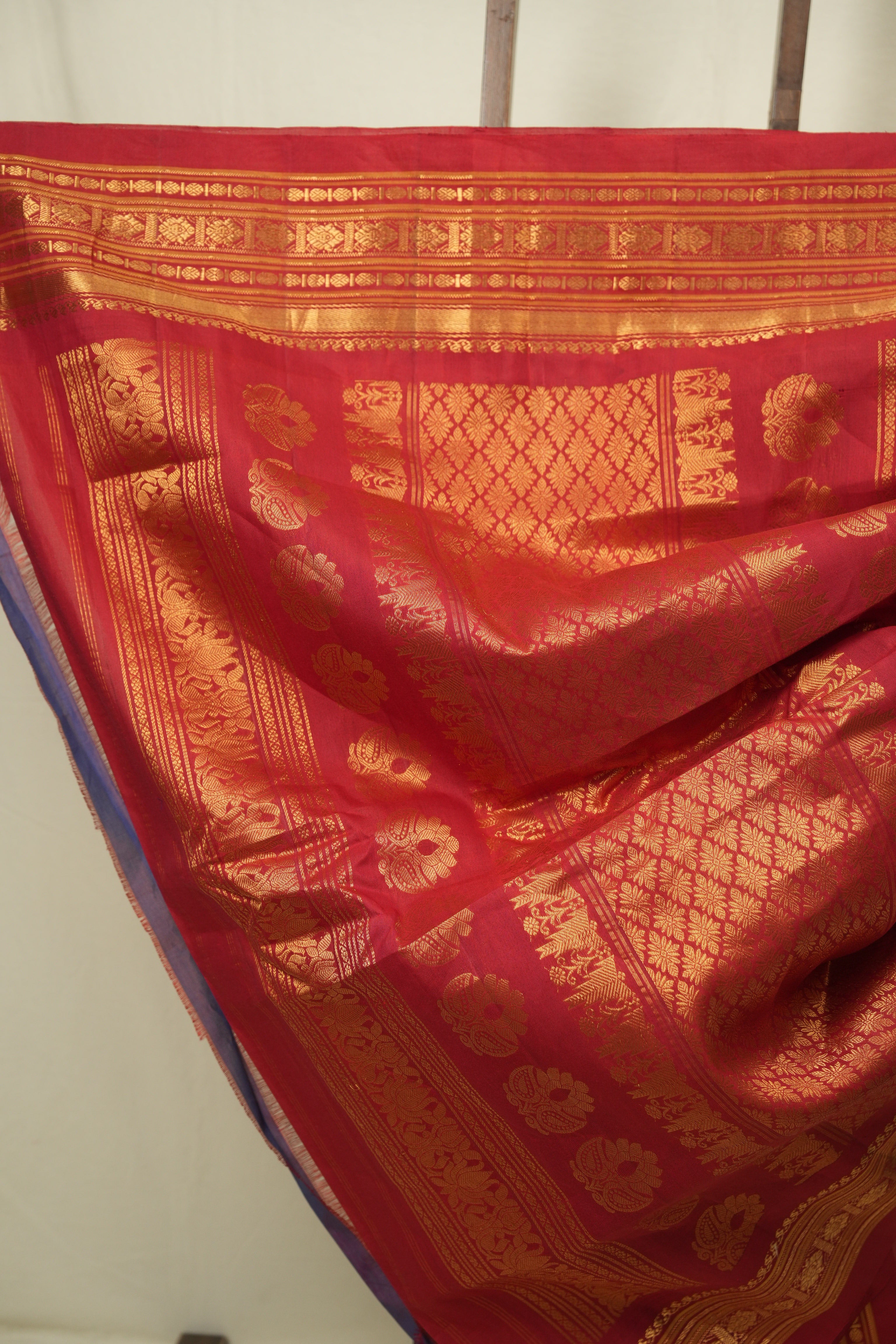 Two Tone Green Gadwal Cotton Silk Saree - SRTTGGCSS198