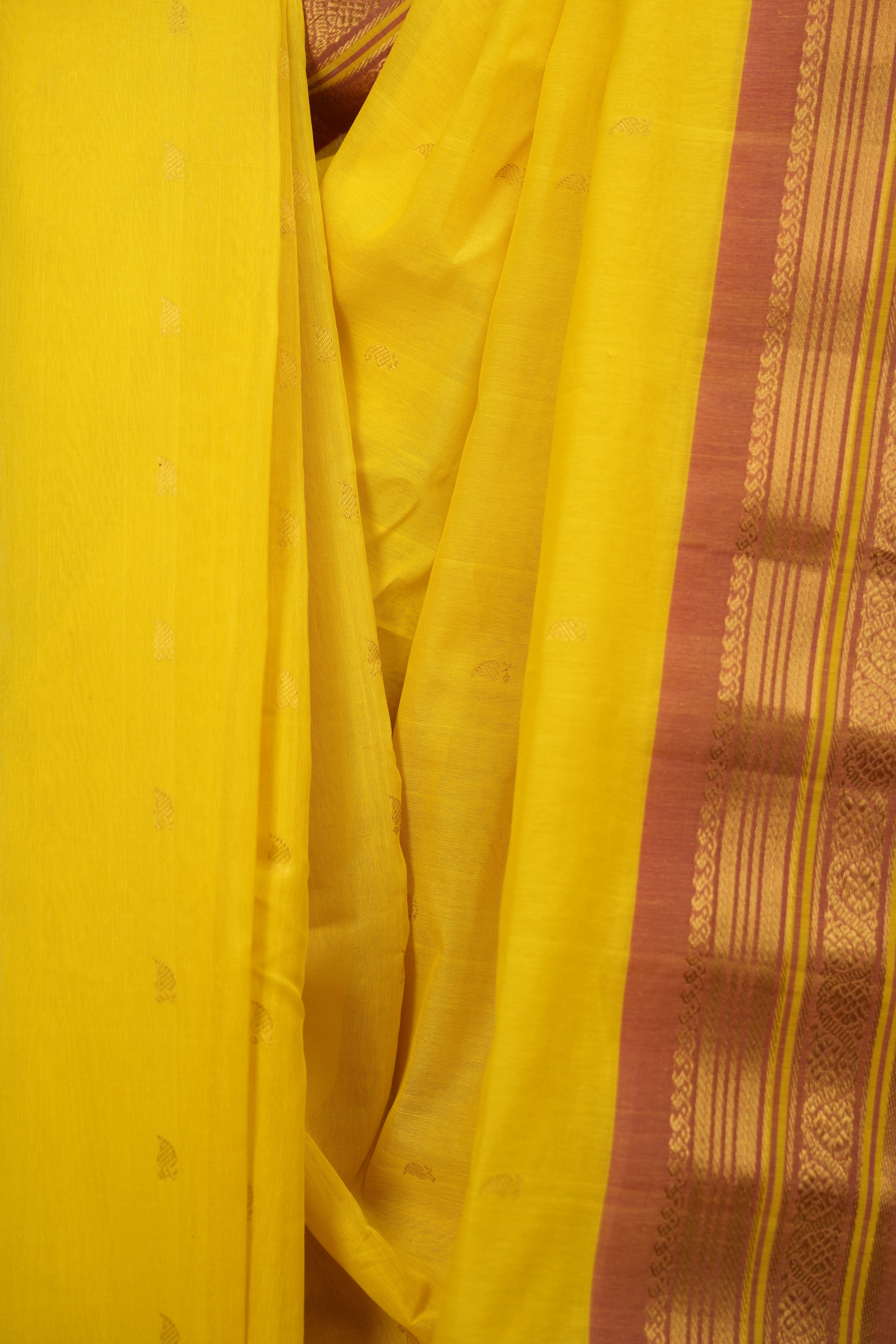 Yellow Gadwal Silk Saree - SRYGCSS199