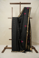 Black Soft Silk Saree - SRBSSS496