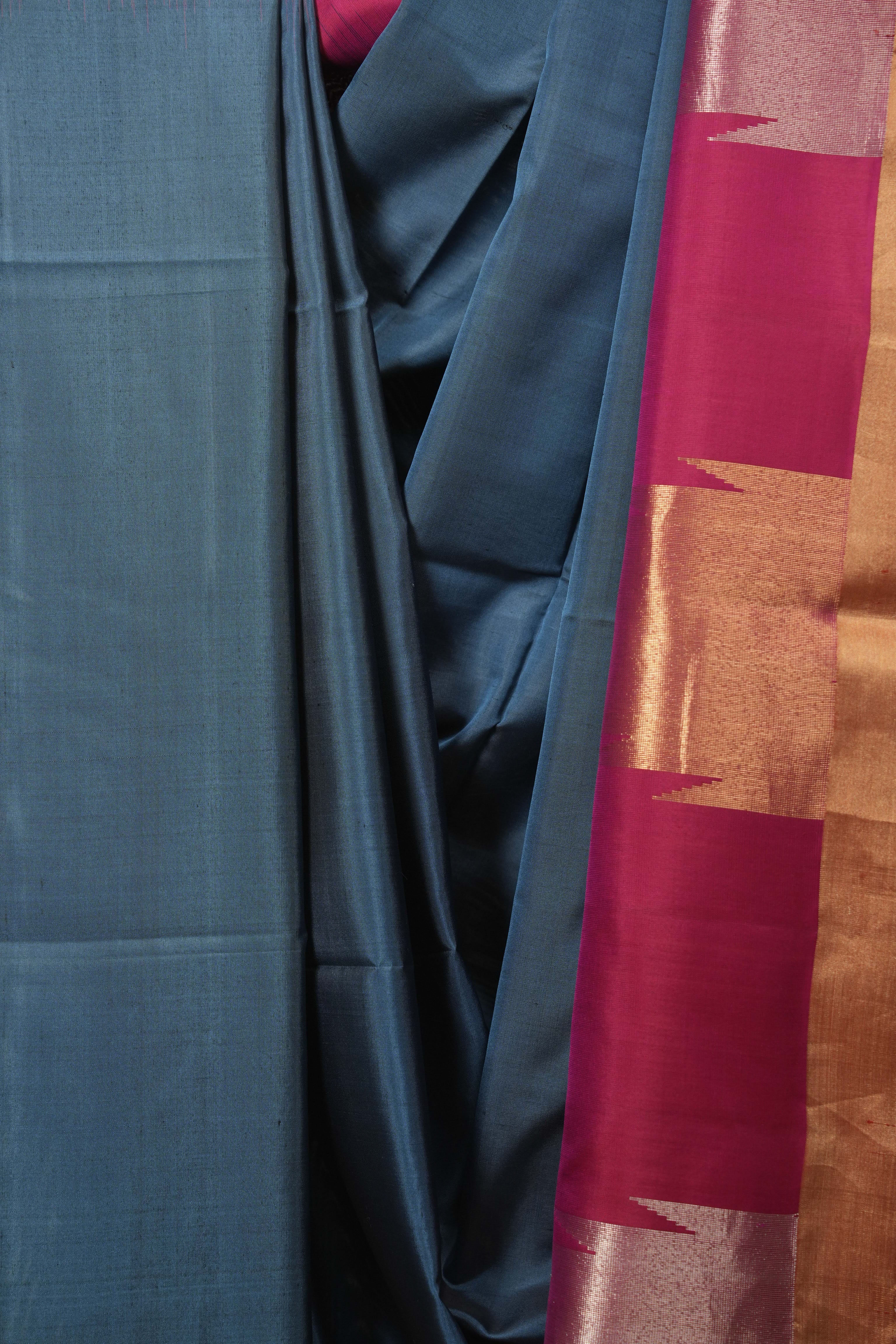 Blue Soft Silk Saree - SRBSSS498