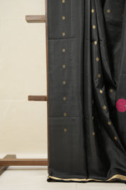 Black Soft Silk Saree - SRBSSS496
