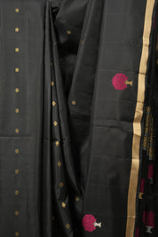 Black Soft Silk Saree - SRBSSS496