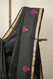 Black Soft Silk Saree - SRBSSS496