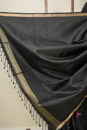 Black Soft Silk Saree - SRBSSS496