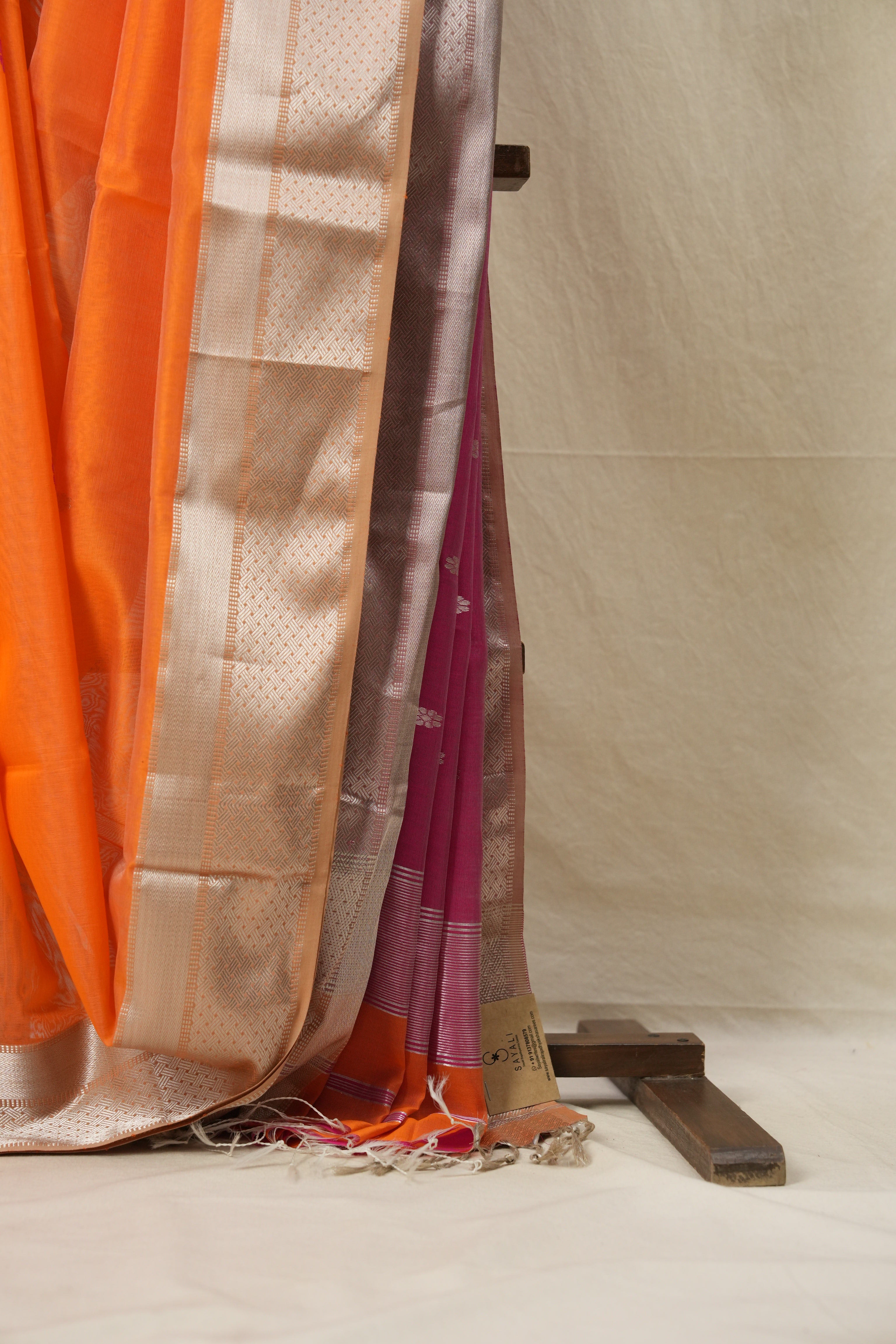 Orange Maheshwari Saree - SROMS621