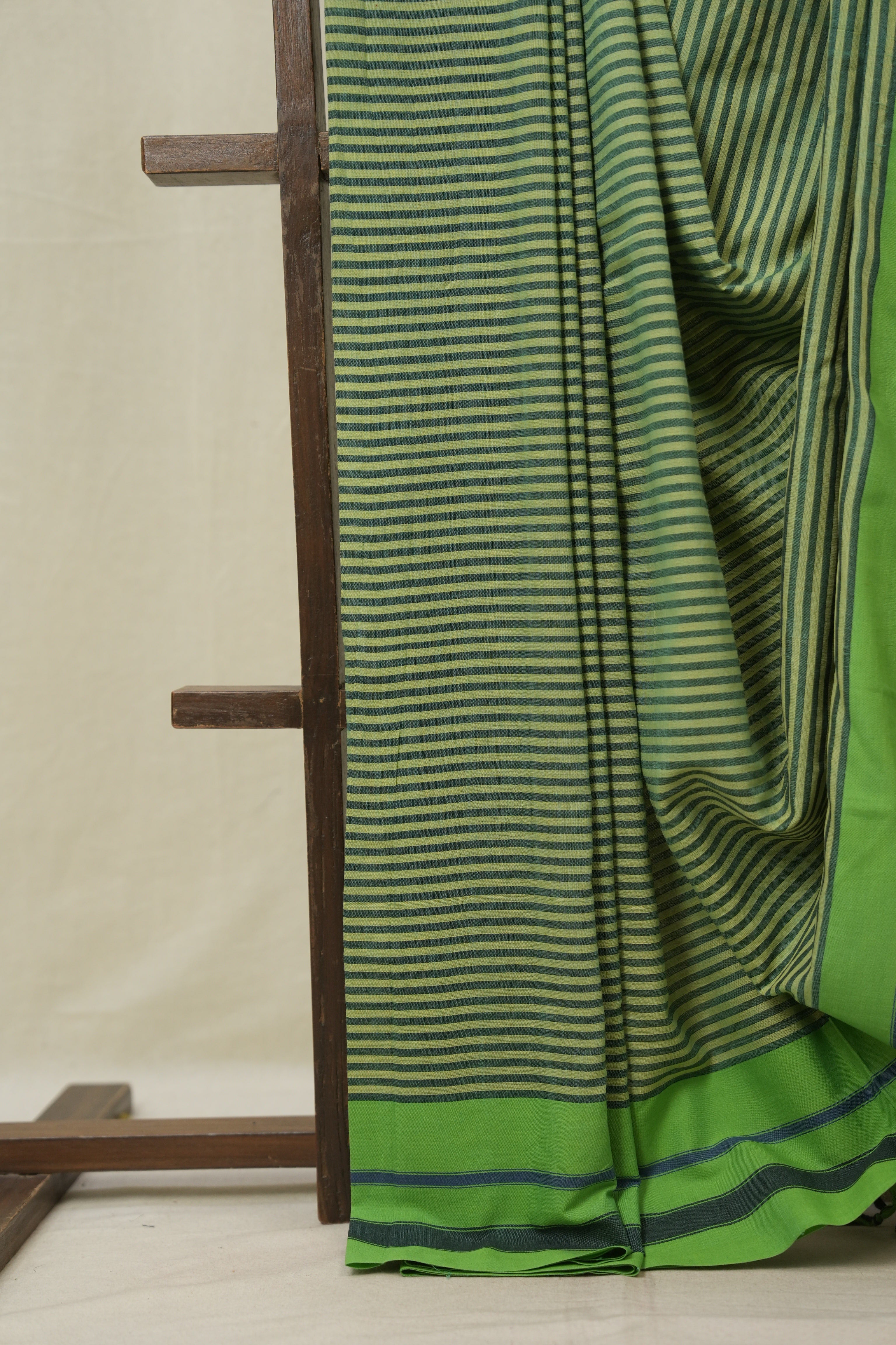 Green Stripes Cotton Ilkal Saree - SRGSCIS996