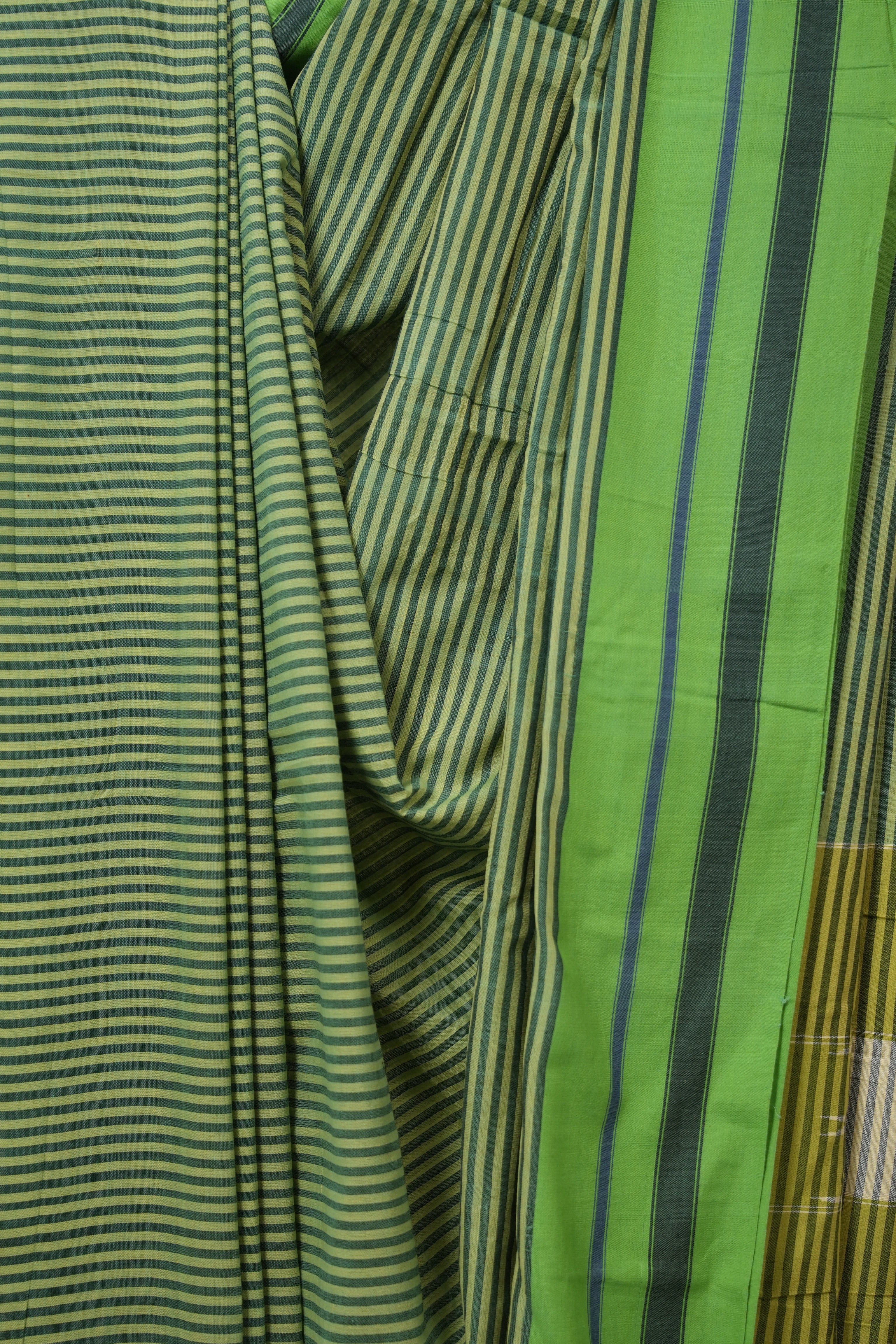Green Stripes Cotton Ilkal Saree - SRGSCIS996